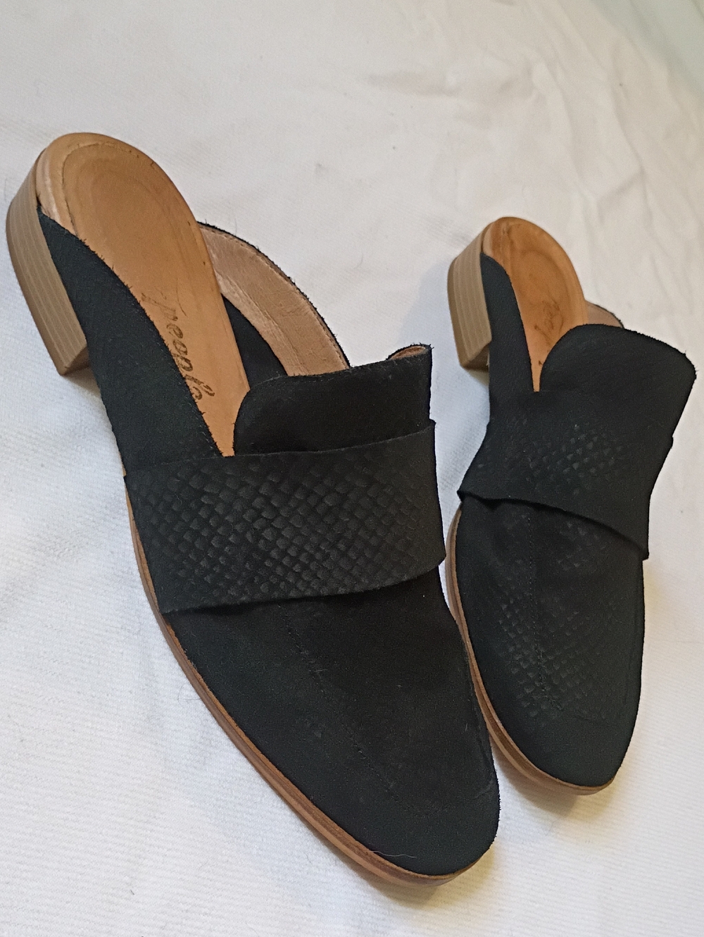 Free People Black Textured Mules Eu38